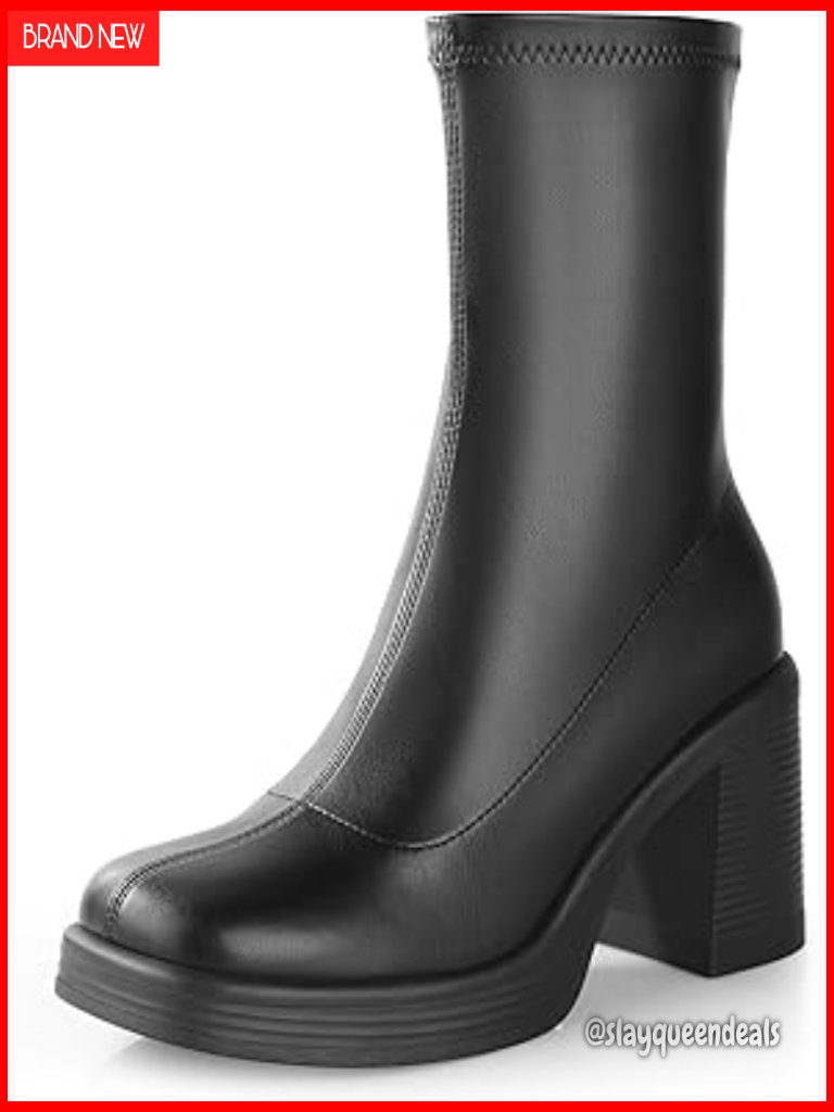 Chunky Platform Ankle Boots With Side Zipper, Square Toe Retro Design